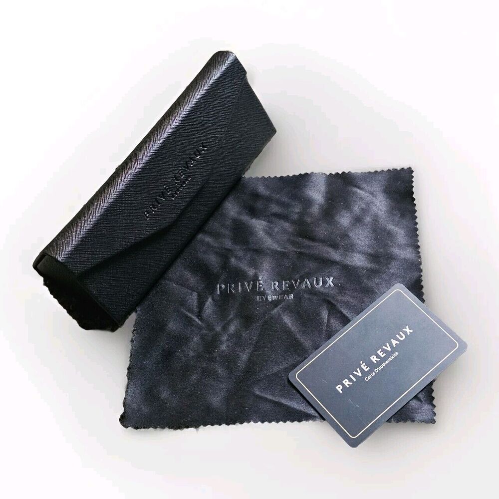 Prive Revaux Sunglasses Case Hard & Foldable/Collapsible & Cleaning Cloth Black